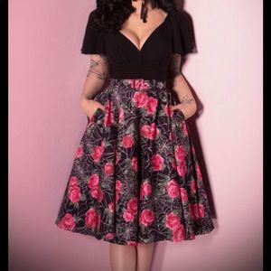 NWT Vixen by Micheline Pitt Circle Skirt in Pink Spider Web